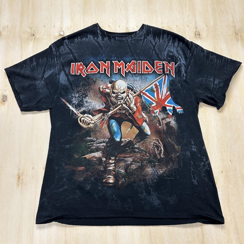 Iron Maiden Shirt Mens Large Black Eddie Union Jack Graphic Tee T-Shirt Music